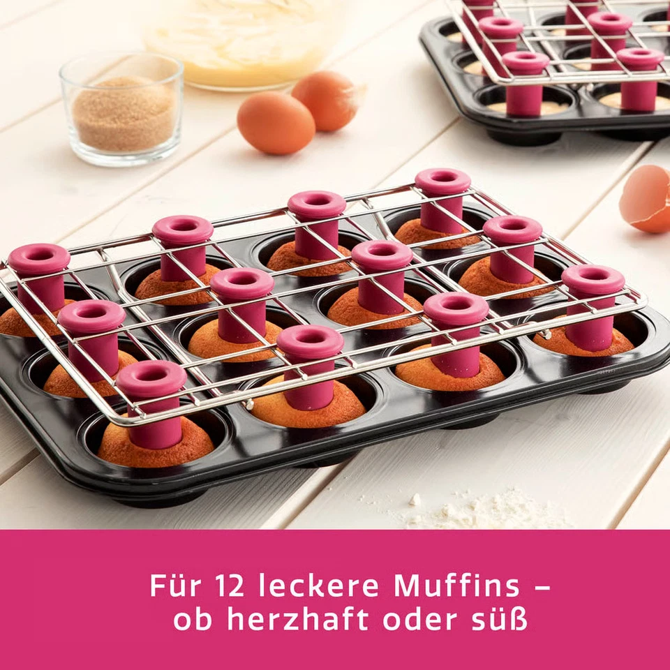 DHDL CuCap Backblech & Backgitter Set mit Zentrierhilfe Muffins Cupcakes backen - Bild 3 von 4