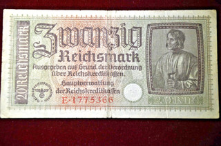Reichsbanknote 20 Reichsmark Serie E 1940 45 Besatzungsgebiete gebraucht