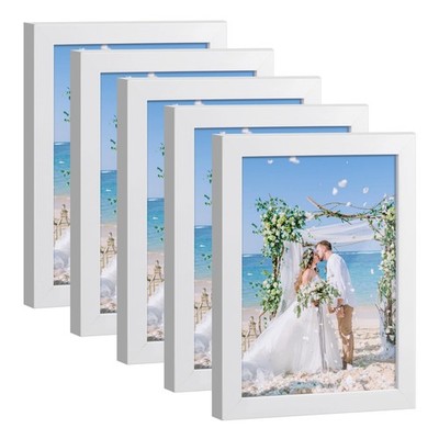 4x6 Picture Frame of 5, White Photo Frames Display Photo 3.5x5 with Mat or 4x...