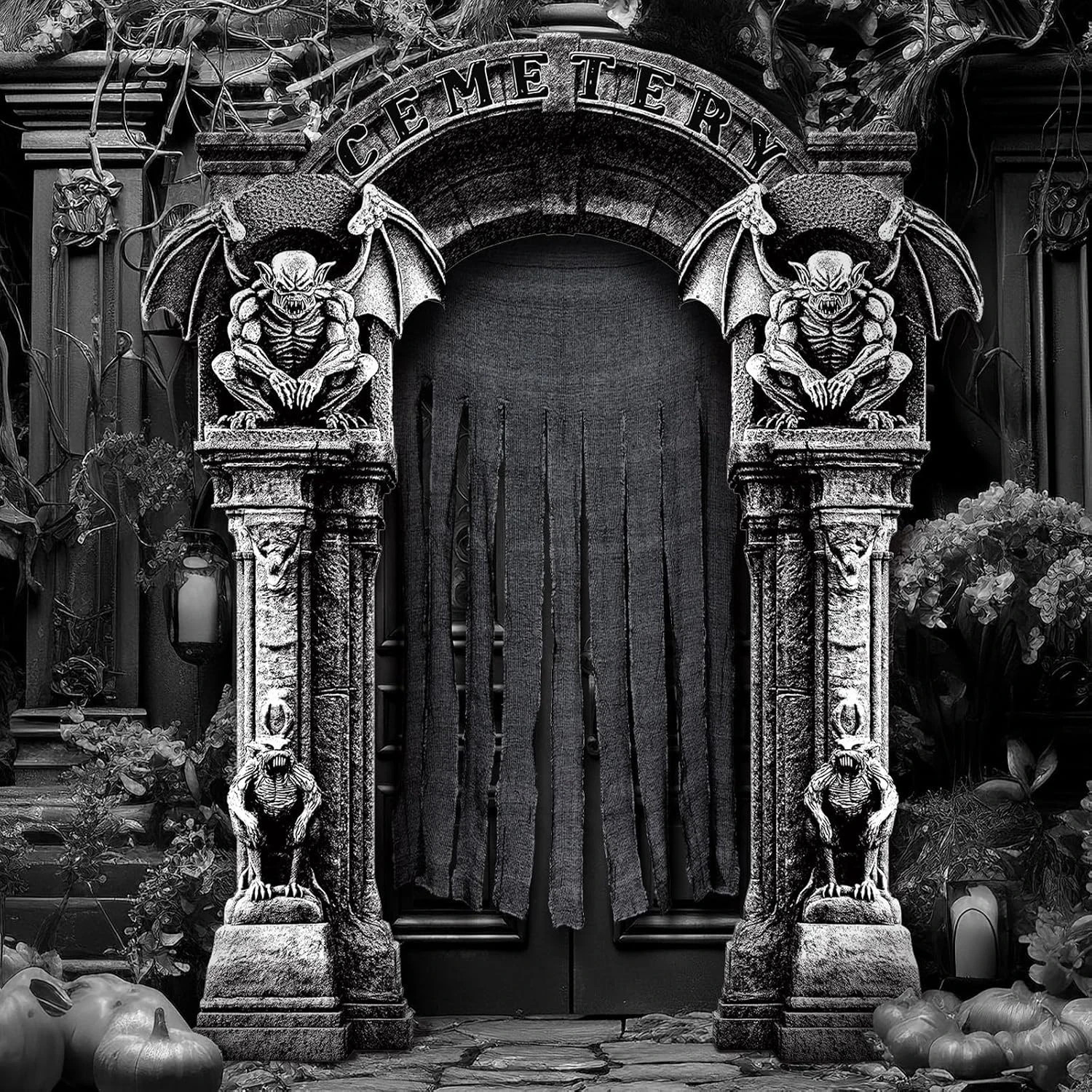 4 Pcs Halloween Cemetery Archway Outdoor Decorations Halloween Cemetery Scary
