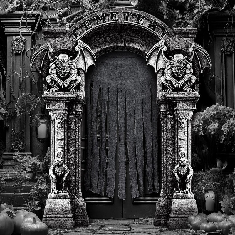 4 Pcs Halloween Cemetery Archway Outdoor Decorations Halloween Cemetery Scary