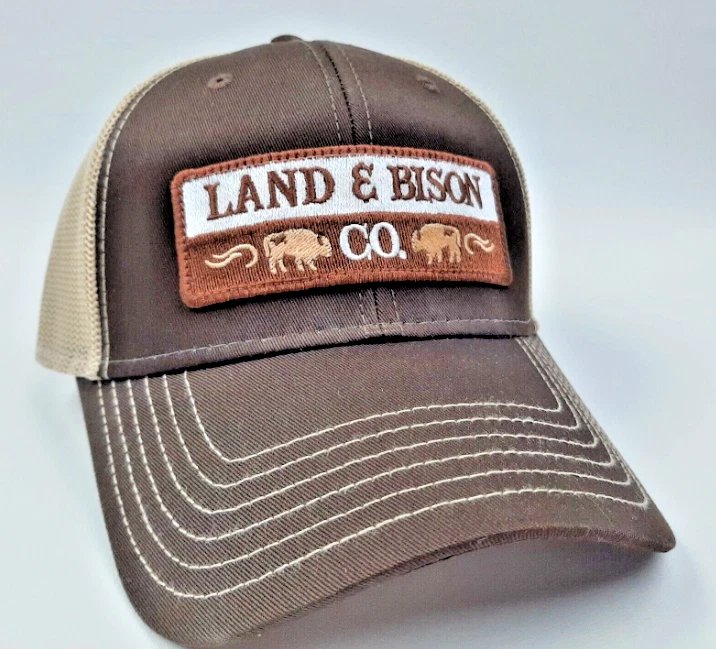 Land And Bison Co. Brown And Tan Curved Bill Mesh Snap Back Hat Cap