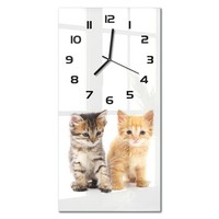 Elegante Glasuhr Glas-Wanduhr Aus Glas Braun-Rote Katze Schwarze Zeiger 30X60 Cm