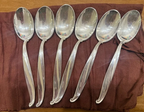Swan Lake by Int'l Sterling Silver set of 6 Dessert/Oval Soup Spoons 6 5/8"
