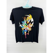 Sailor Moon Graphic T Shirt Black Crew Neck Short Sleeve Anime Manga Men's S
