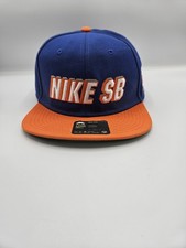 Nike SB Snapback Blue/ Orange Flat Brim Adjustable Skateboarding Cap One Size