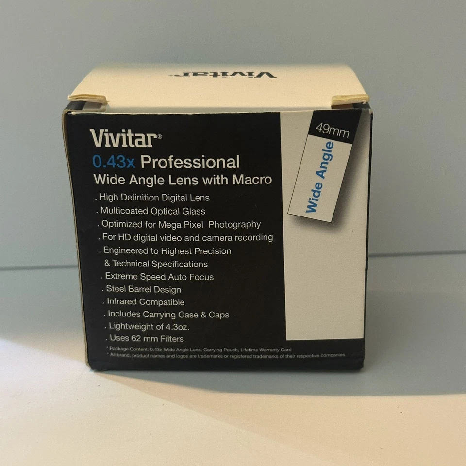 Vivitar HD 49mm 0.43x Pro Wide Angle Lens W/Macro Converter Attachment Lens NEW - Image 4 of 4