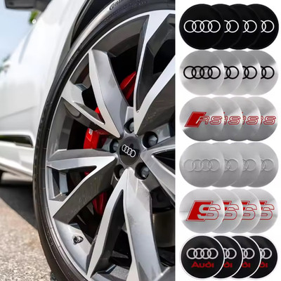 Audi hubcaps, set of 4, 56, 60, 65mm, wheel center caps, emblem, A3, A4, A6, Q5