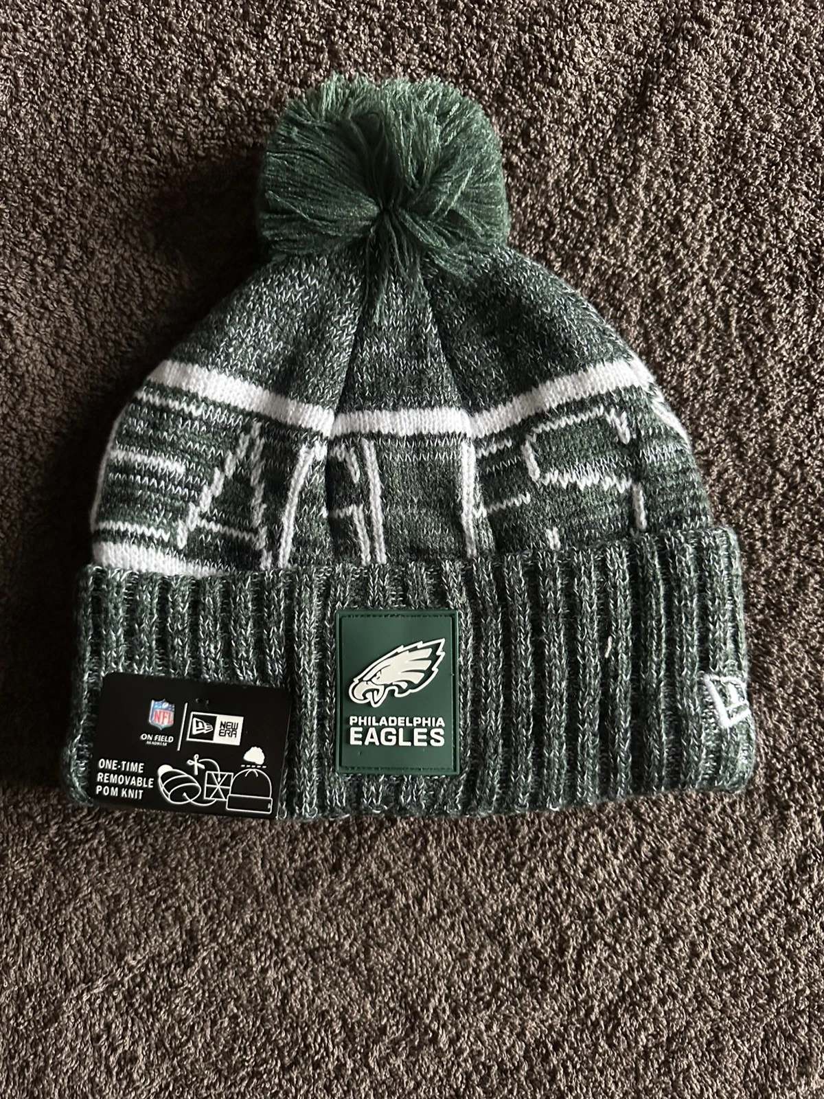 Philadelphia Eagles NFL Bobble Hat Beanie Army Green