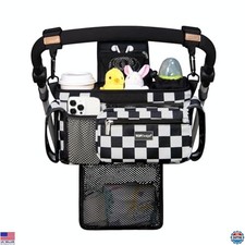 Universal Baby Stroller Organizer with Insulated Cup Holders  Detachable Bag