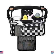 Universal Baby Stroller Organizer with Insulated Cup Holders & Detachable Bag