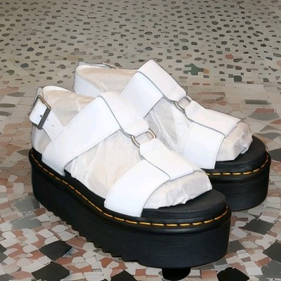 DR. MARTENS FRANCIS WHITE HYDRO LEATHER QUAD PLATFORM SANDAL W US 8 EU 39 NEW