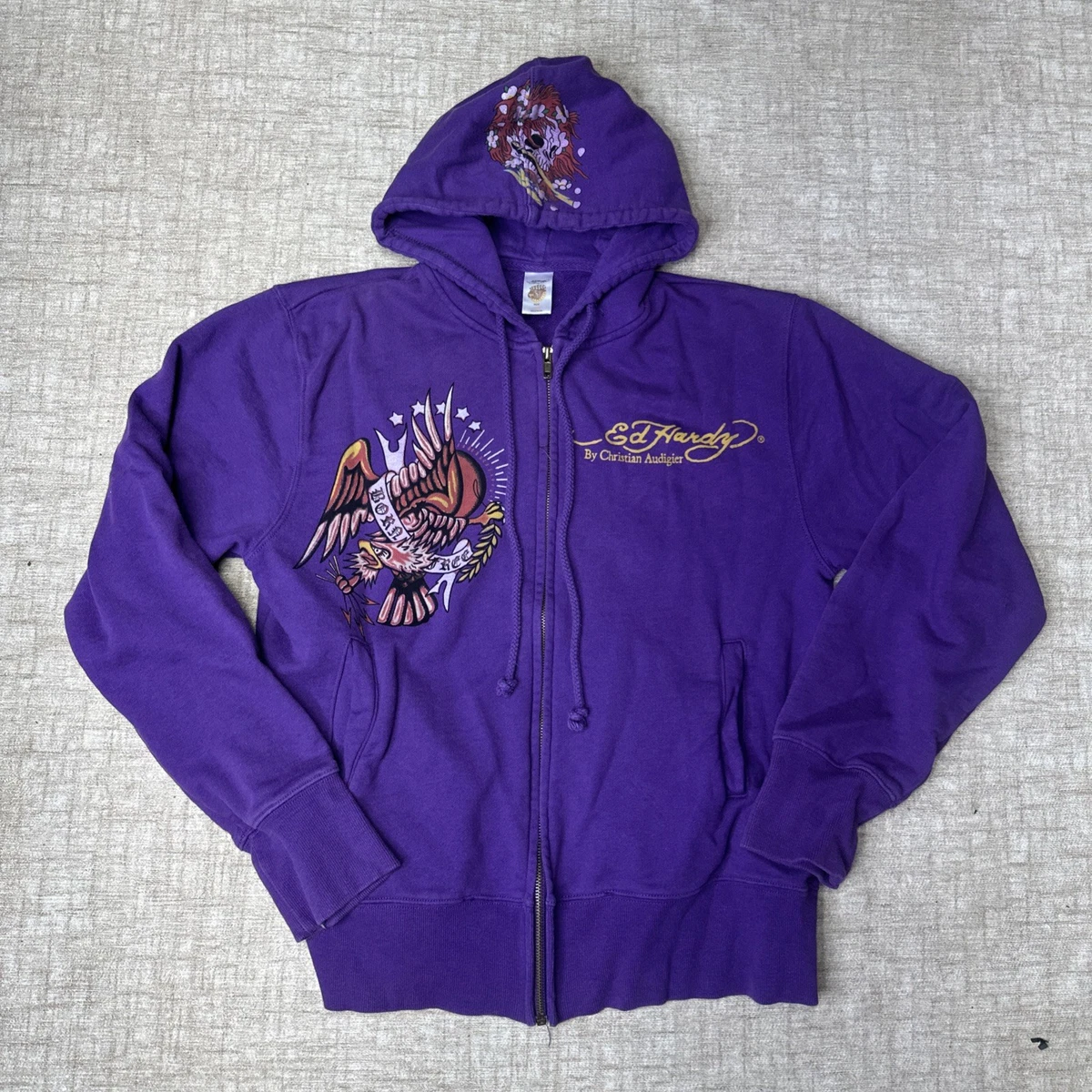 希少サイズ Ed Hardy ジップアップパーカー パープル Ed Hardy Purple Hoodies for Women for sale | eBay