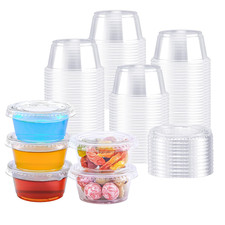 BYSNOW 400 Sets 2 oz Plastic Portion Cups with Lids, Small Clear 2oz, clear
