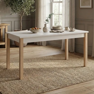Table de salle à manger extensible 160–200 x 80 cm Bois Beige Gris Homestyle4u - Photo 1/4