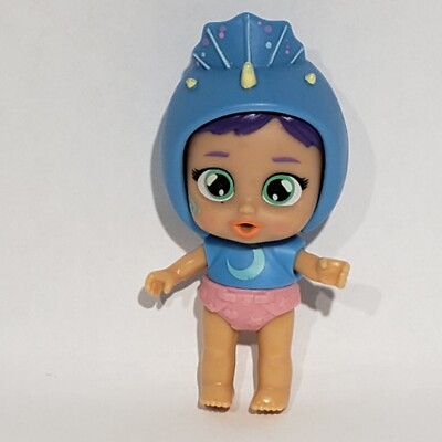 Cry Babies Magic Tears Talent Babies Tina 4'' Doll Purple Hair Playtime Dinosaur