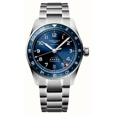 New Longines Spirit Zulu Time 39mm Blue Dial GMT Steel Men's Watch L38024936