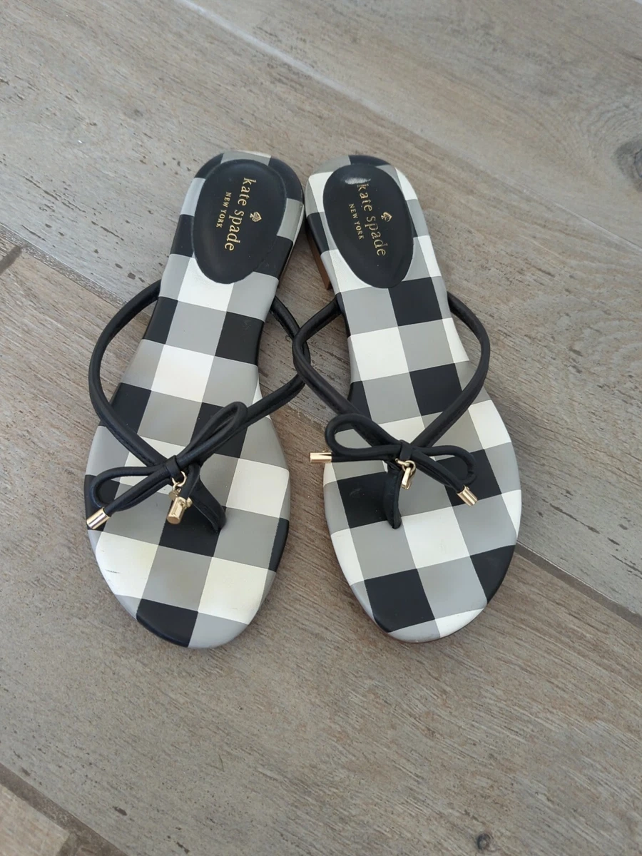 Kate spade black and white flip flops new arrivals