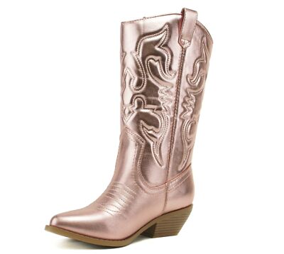 Women's Soda Reno Cowboy Boot in Pink Metallic Size Medium