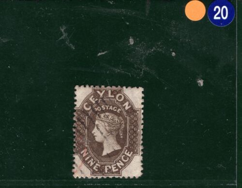 CEYLON QV Classic Stamp SG.57 9d Sepia (1863) Used Cat £50+ {samwells}YOB20 - Picture 3 of 6