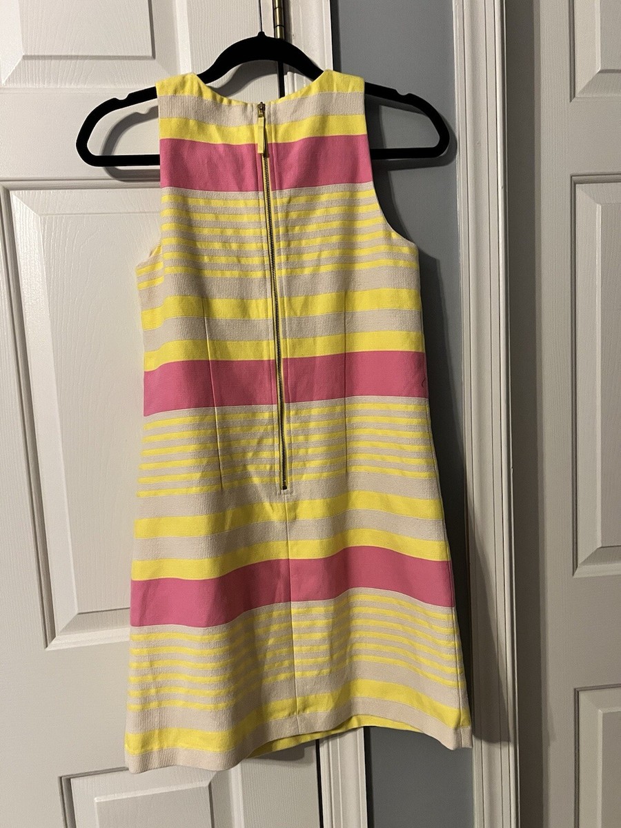 pink and yellow striped dress Pink Wavy Dress