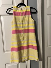 Ann Taylor Loft Striped Sheath Dress Pink Ivory And Yellow Lined Spring Size 4