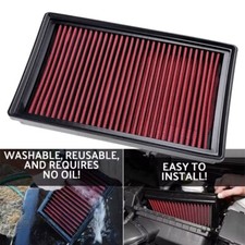 Red 33-3005 Performance Engine Air Filter High-Flow Washable Replace for VW Golf