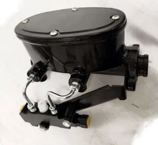 1.125" Bore Black Aluminum Oval Tandem Master Cylinder Kit for Disc Disc