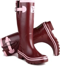 Evercreatures  Shine Wellies Tall moka red new boots rubber sz 6 or 9 nwt