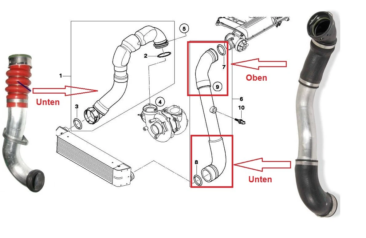3x Turboschlauch für BMW 3 er Touring Kombi (E91) 325d xd 330d xd SET - Bild 14 von 14