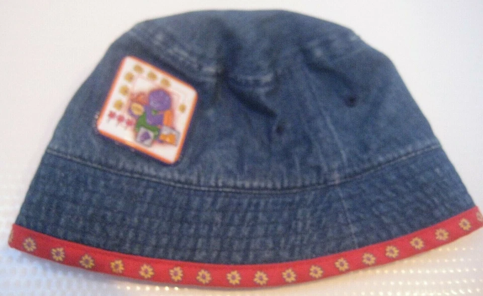 De colección 2000 Barney Púrpura Dinosaurio Bebé Niñas Niño Jean Gorro Cubo Sombrero LYONS Foto 2 de 4