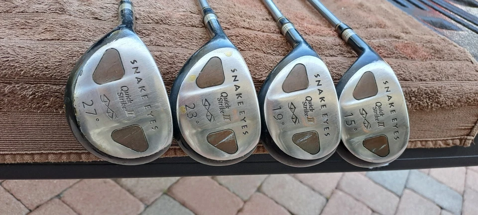 Golf hybrids left h set SNAKE EYES QUICK STRIKE 2 graphite S stiff flex 4 clubs - Image 2 of 4
