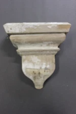 Antique Chippy White Wood PEDIMENT Architectural Salvage Wall Shelf Decor