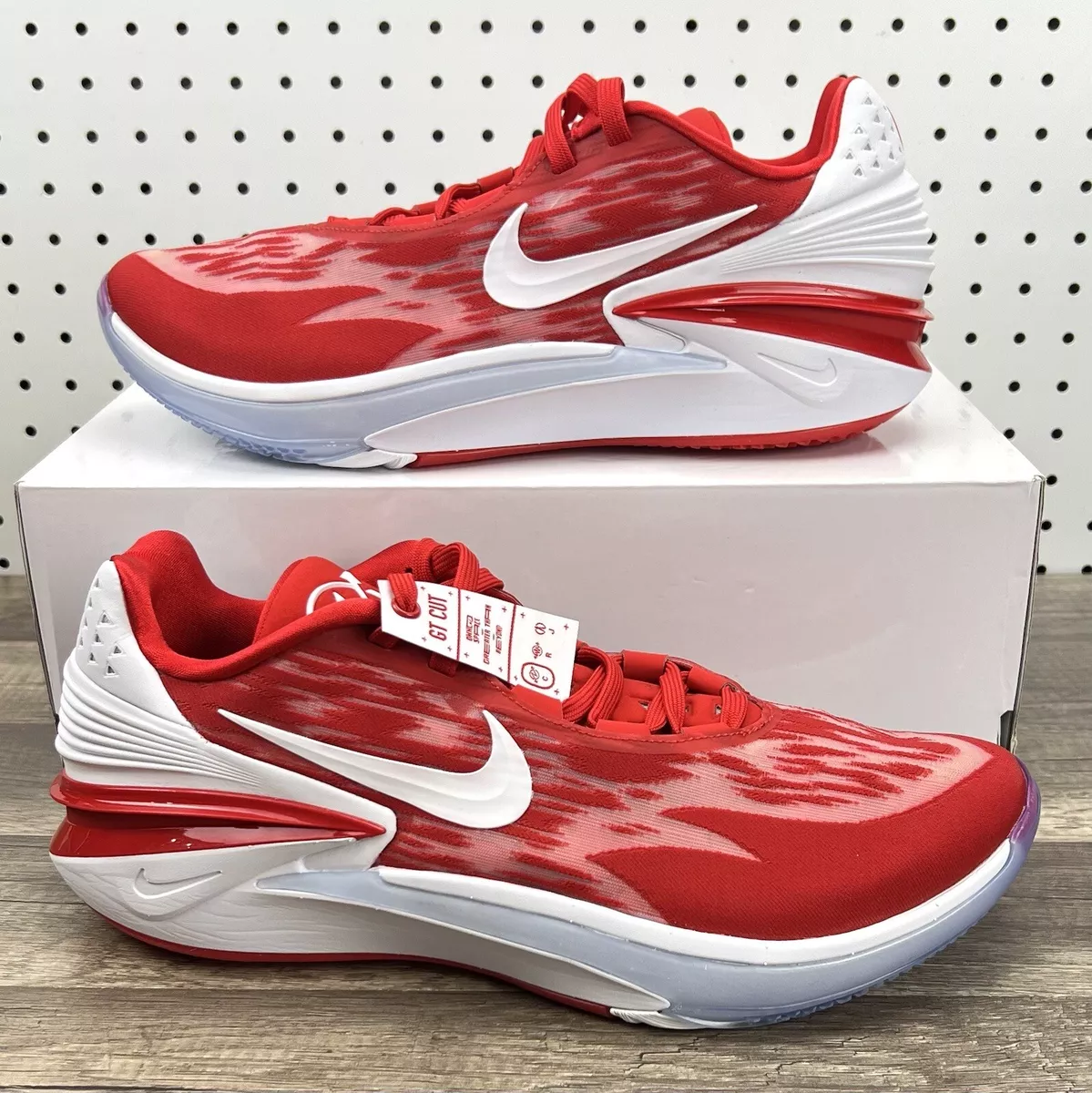 Red white basketball best sale shoes