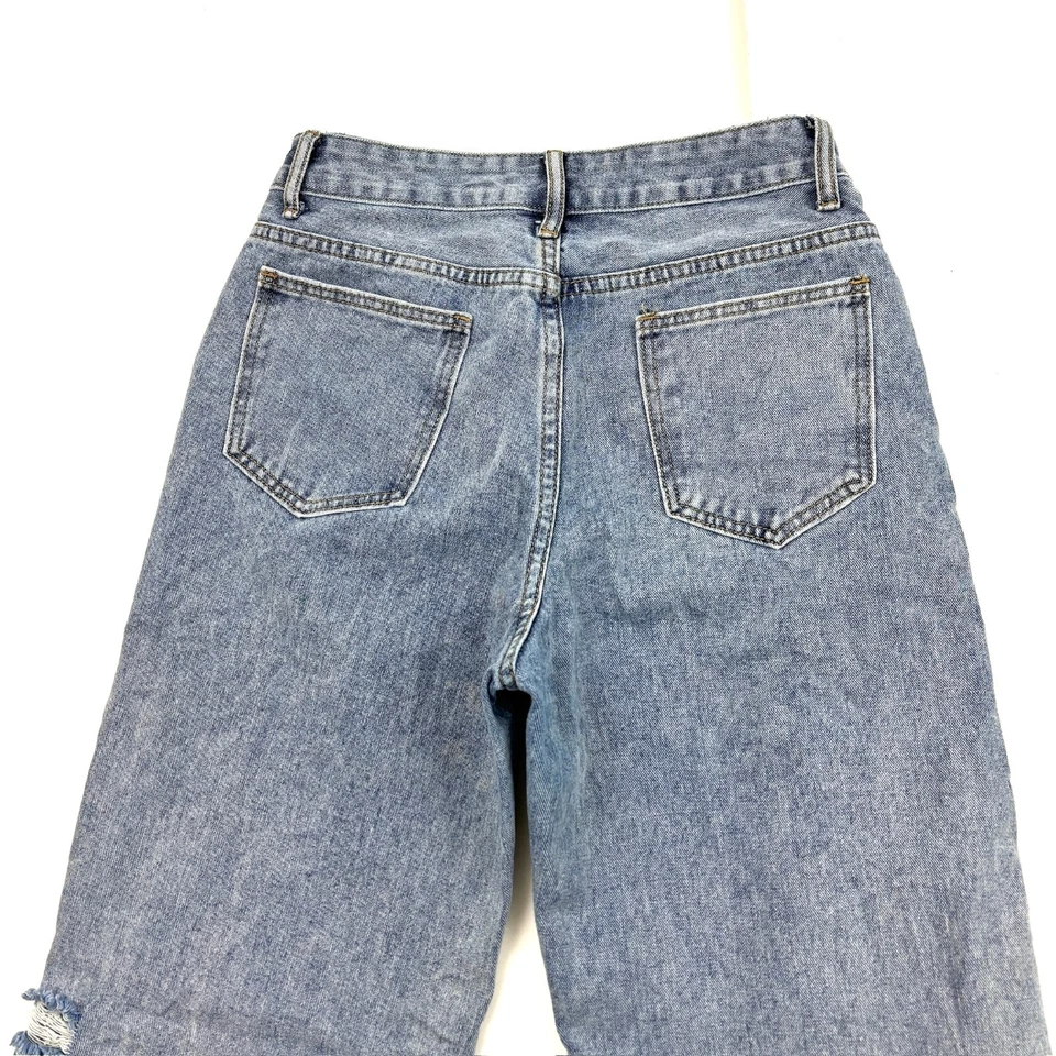 Shein Loose Straight Distressed Women's size SP Medium Blue Denim jeans - Image 3 of 3