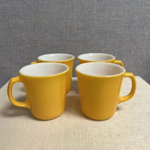 Corning Ware Sunflower Yellow Orange Mustard 10 Oz Mug Set of 4