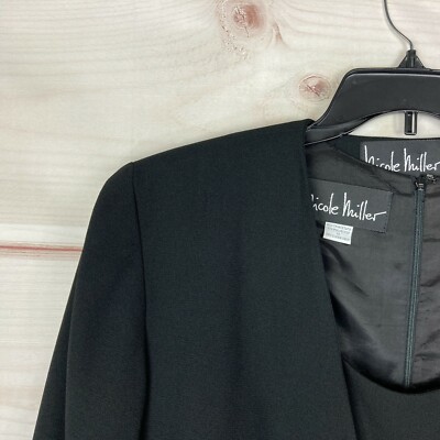 Nicole Miller Vintage Dress Jacket Set Womens 12 Black 90s Shift