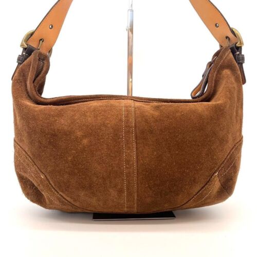 Borsa a mano Coach 9504 Hobo vintage a tracolla marrone scamosciato - Foto 3 di 10