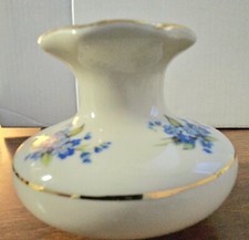 Vintage BEL-TERR CHINA Blue FLOWER VASE 22 kt GOLD *Made in the USA*