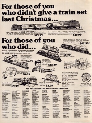 1979 Bachmann Modelleisenbahn Set Printwerbung Weihnachtsgeschenk The Diesel Hustler