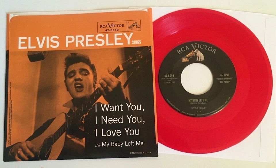 Elvis Presley / я хочу тебя, я нуждаюсь в тебе, я люблю тебя / красный винил 45 w PS / новый - Изображение 2 из 4
