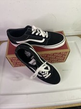 Vans Ward Low-Top Sneakers, Black Suede Canvas Black White US- 7y NIB