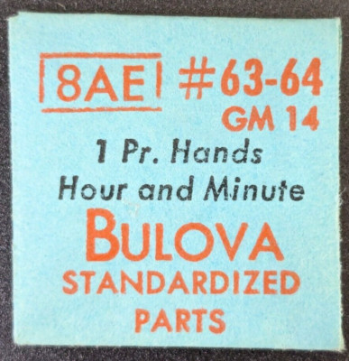 NOS Genuine Bulova 8AE GM 14 Watch Pair of Min/Hr Hands #63/64 Gold Tone  Modern