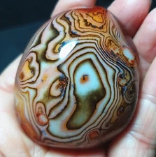 TOP 86.3G Natural Polished Silk Banded Lace Agate Crystal Madagascar A3191