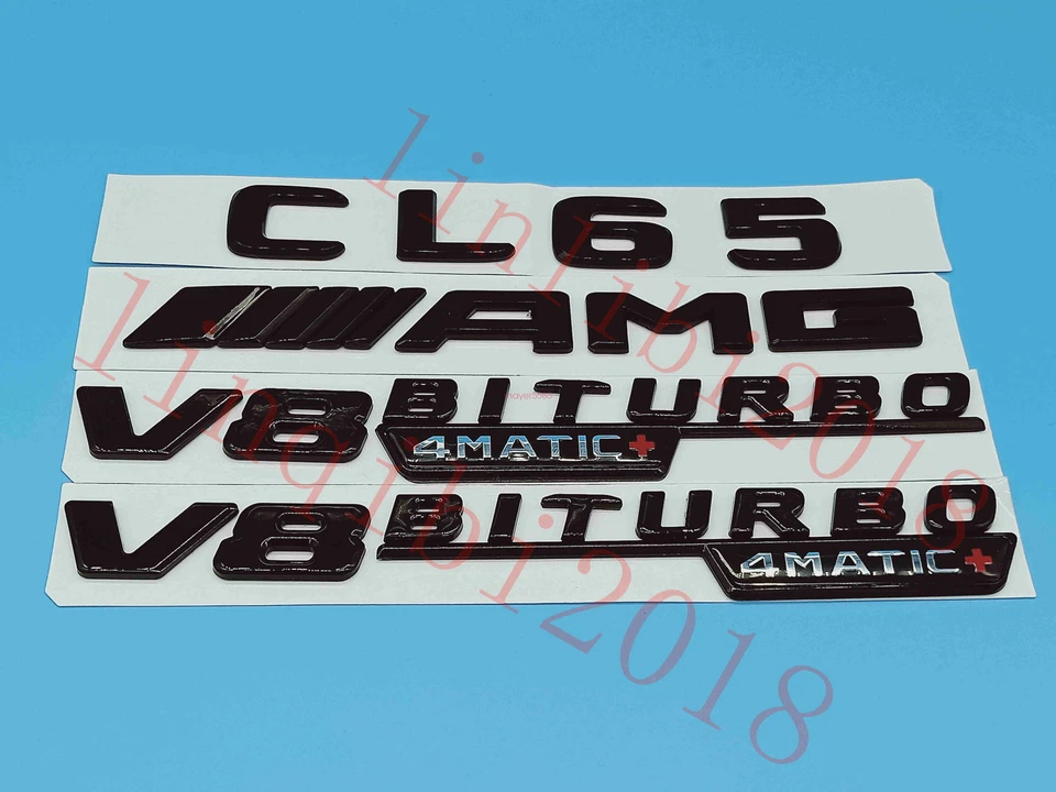 Adhesivo negro brillante plano CL65 AMG V8 BITURBO maletero emblemático insignia para Mercedes Benz Foto 2 de 4