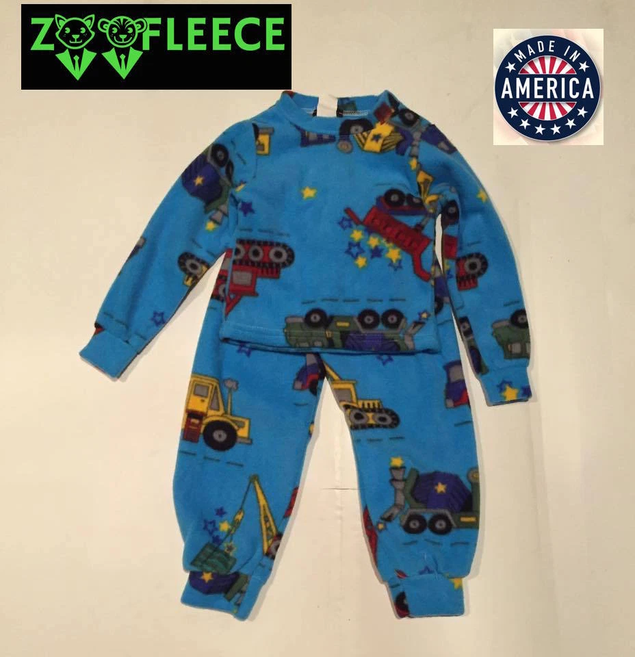 ZooFleece Trucks Cars Construction Mack Boys Kids Pajama PJ Sweatsuit Nightgown