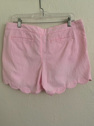 Lilly Pulitzer Buttercup Scallop Seersucker Pink White Stripe Shorts 10 - Picture 2 of 5