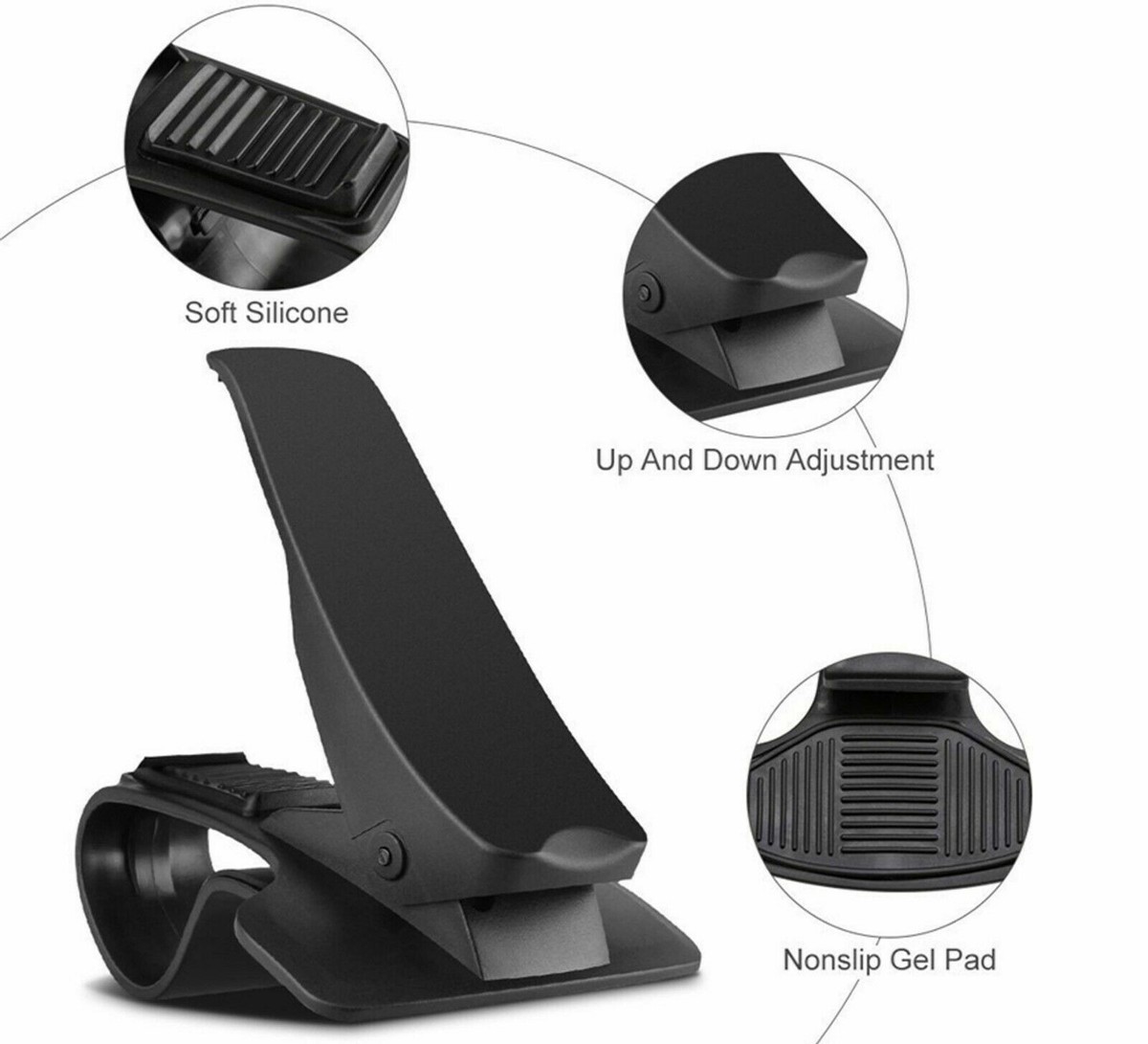 Supporto Telefono Per Cruscotto Auto Clip Molla Regolabile A 360° Gps Smartphone - Foto 2