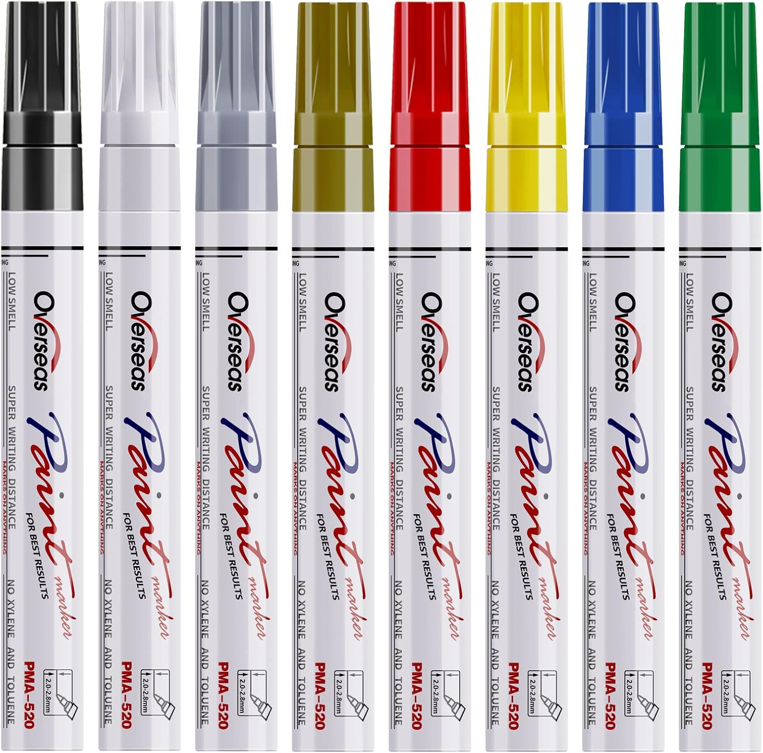 Paint Marker Pens - 8 Colors Oil Based Paint Markers, Permanent, Waterproof