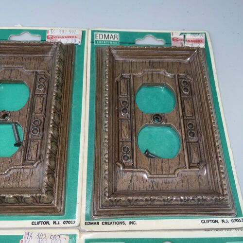 LOT 6 NOS Vintage Edmar Creations Faux Wood Outlet Cover 401 D WAL 74411 - Picture 4 of 9